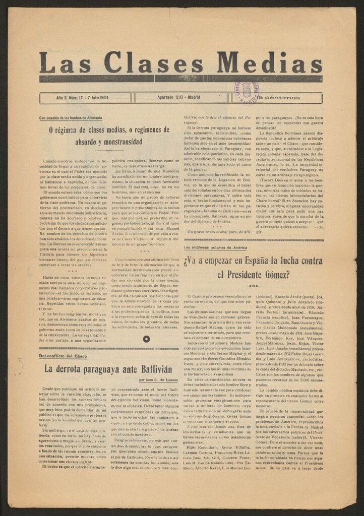 Miniatura de Las Clases Medias del 7 de julio de 1934