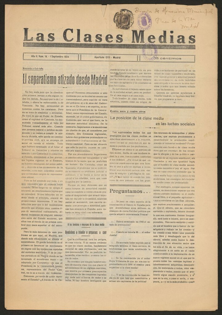 Miniatura de Las Clases Medias del 1 de septiembre de 1934