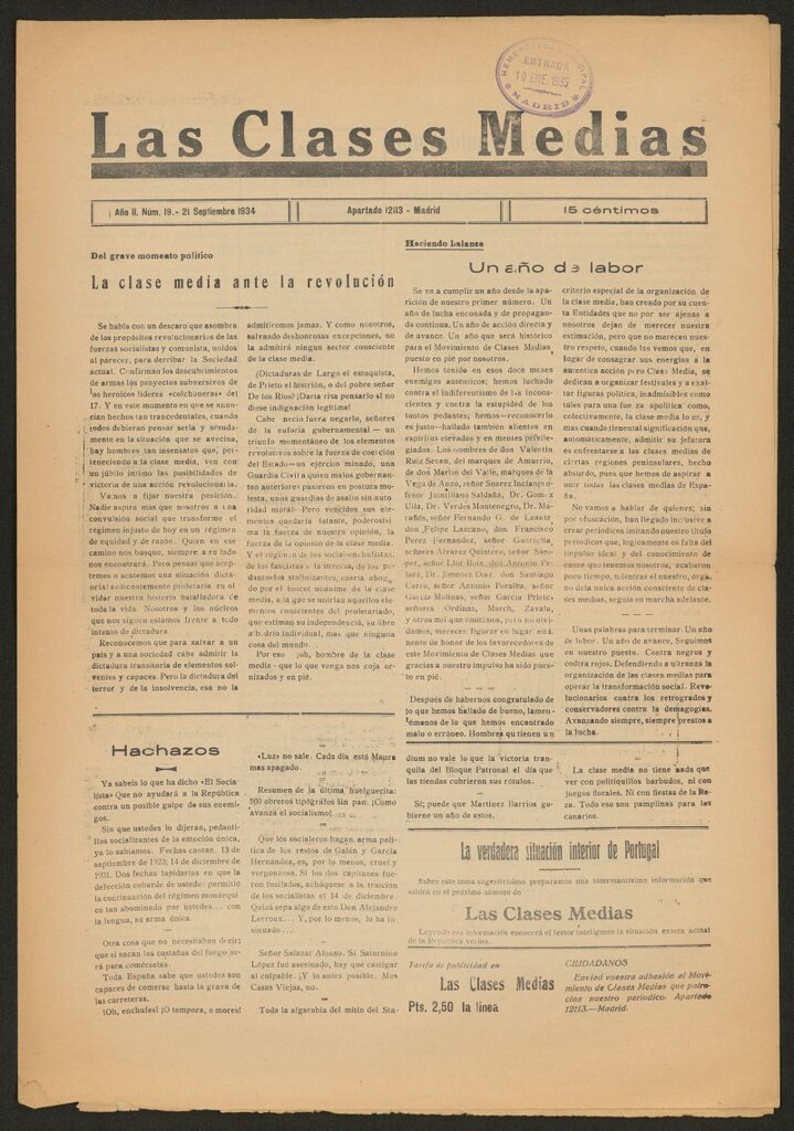 Miniatura de Las Clases Medias del 21 de septiembre de 1934