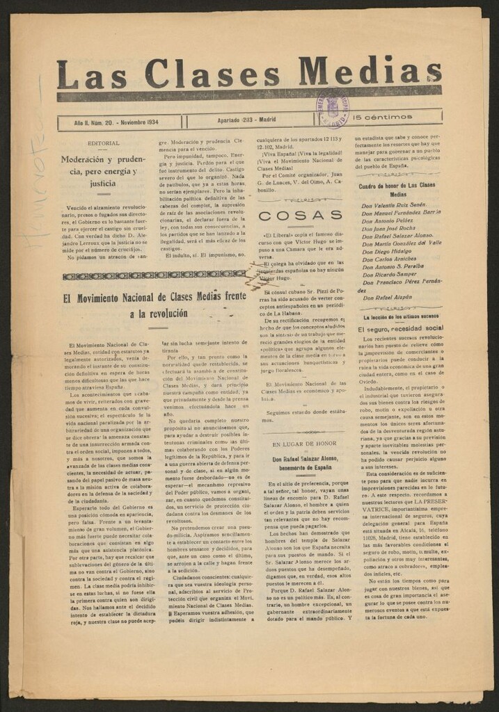 Miniatura de Las Clases Medias de noviembre de 1934