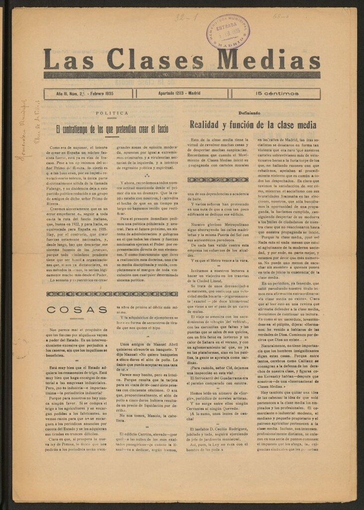Miniatura de Las Clases Medias de febrero de 1935