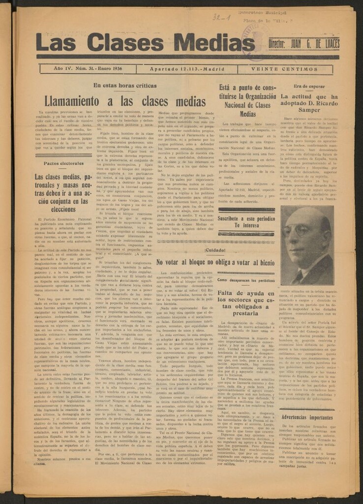 Miniatura de Las Clases Medias de enero de 1936