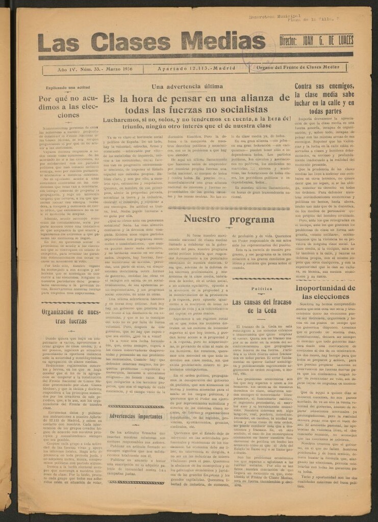Miniatura de Las Clases Medias de marzo de 1936