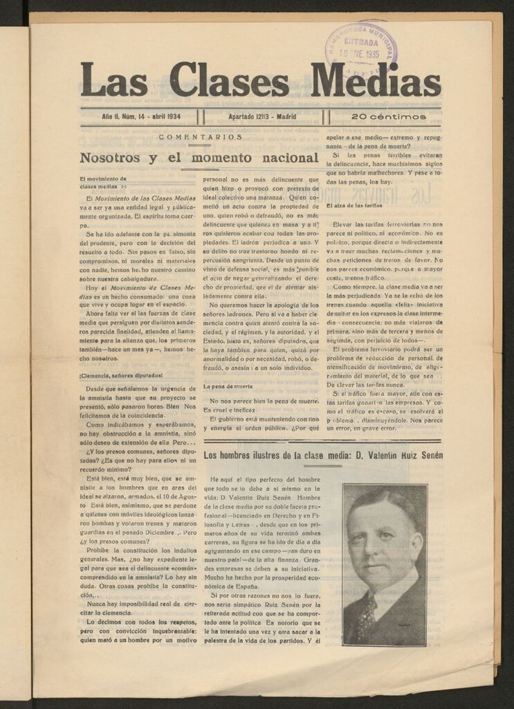 Miniatura de Las Clases Medias del 14 de abril de 1934