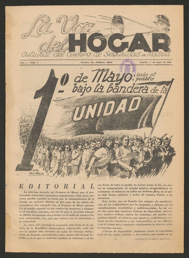 Miniatura de La Voz del Hogar : Cultural del Cuerpo de Seguridad de Madrid del 1 de mayo de 1938