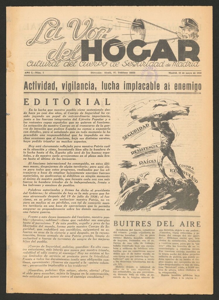 Miniatura de La Voz del Hogar : Cultural del Cuerpo de Seguridad de Madrid del 30 de mayo de 1938