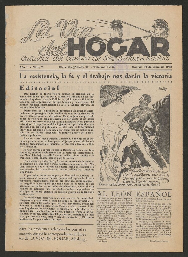 Miniatura de La Voz del Hogar : Cultural del Cuerpo de Seguridad de Madrid del 30 de junio de 1938