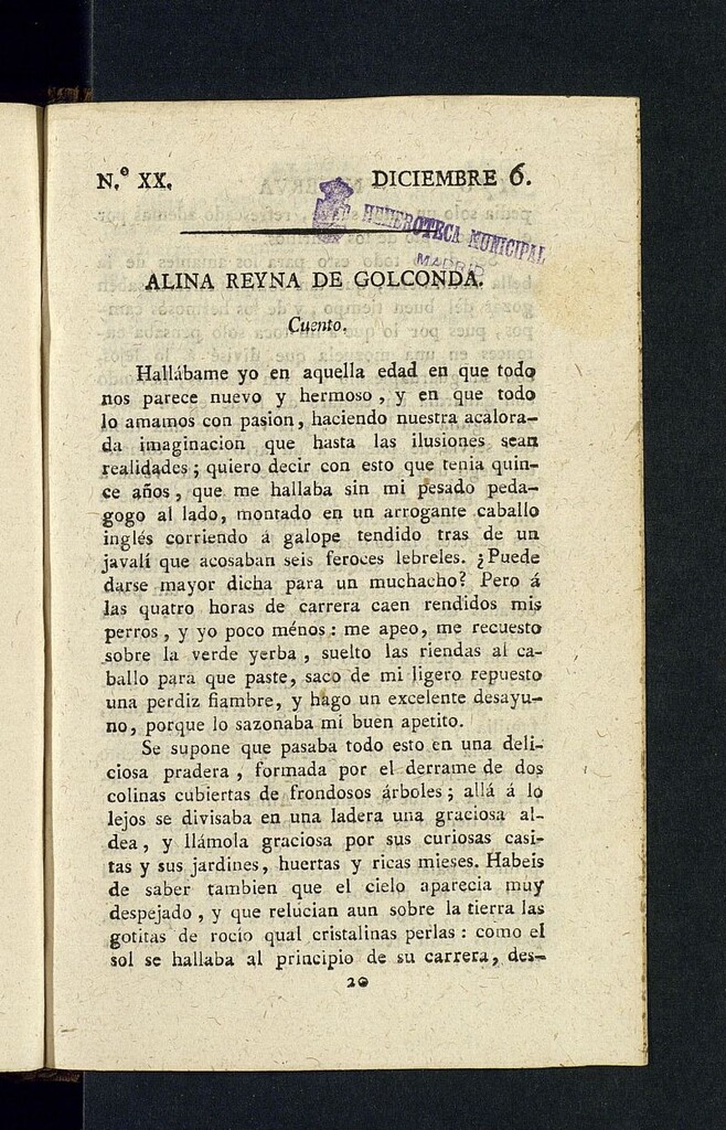 Miniatura de Minerva o el Revisor General del 6 de diciembre de 1805, nº 20