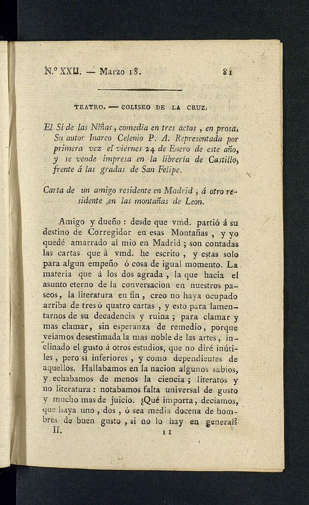 Miniatura de Minerva o el Revisor General del 18 de marzo de 1806, nº 22