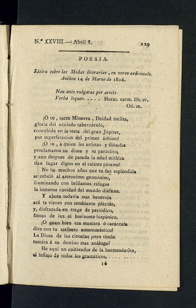 Miniatura de Minerva o el Revisor General del 8 de abril de 1806, nº 28
