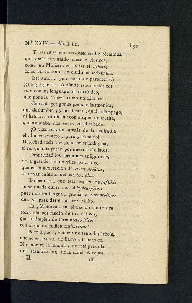 Miniatura de Minerva o el Revisor General del 11 de abril de 1806, nº 29