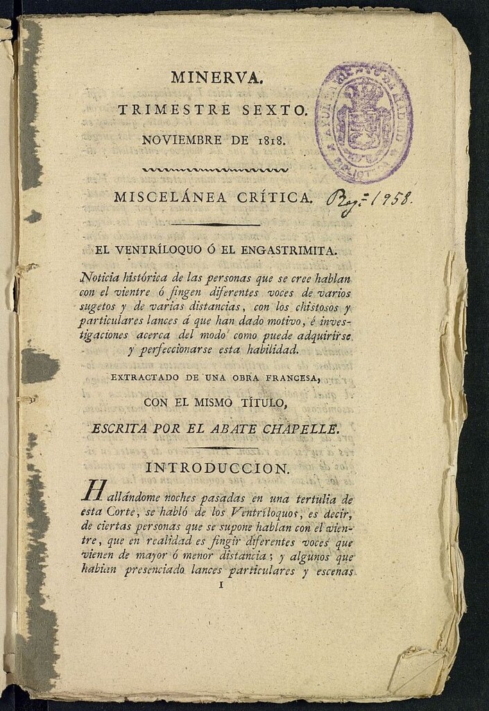 Miniatura de Minerva o el Revisor General de noviembre de 1818
