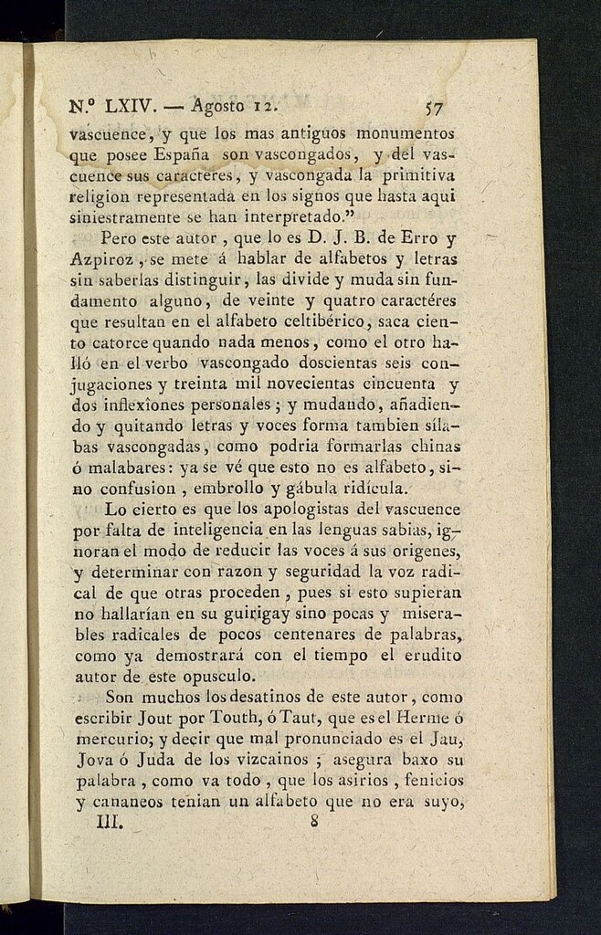 Miniatura de Minerva o el Revisor General del 12 de agosto de 1806, nº 64