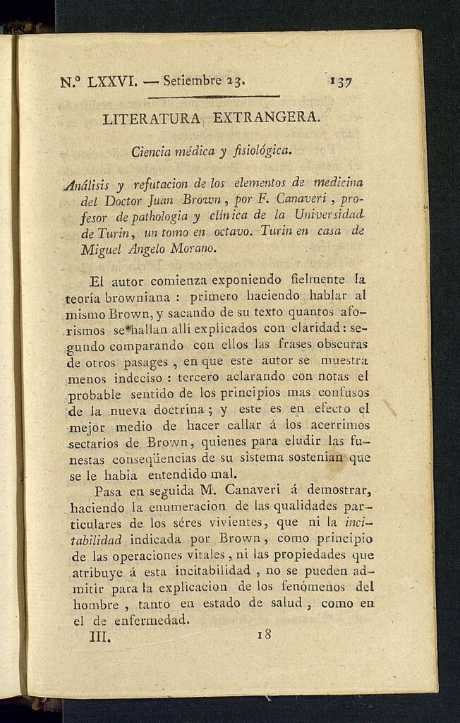 Miniatura de Minerva o el Revisor General del 23 de septiembre de 1806, nº 76