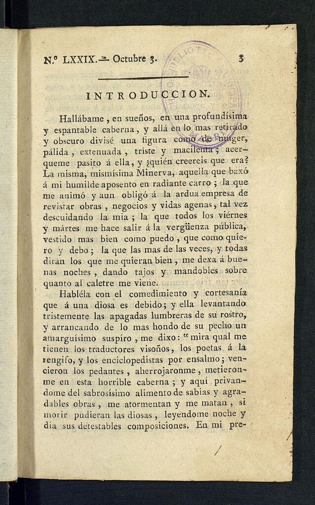 Miniatura de Minerva o el Revisor General del 3 de octubre de 1806, nº 79