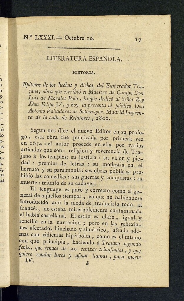 Miniatura de Minerva o el Revisor General del 10 de octubre de 1806, nº 81