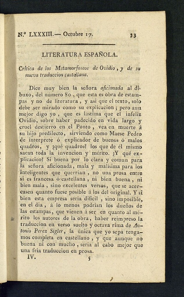 Miniatura de Minerva o el Revisor General del 17 de octubre de 1806, nº 83