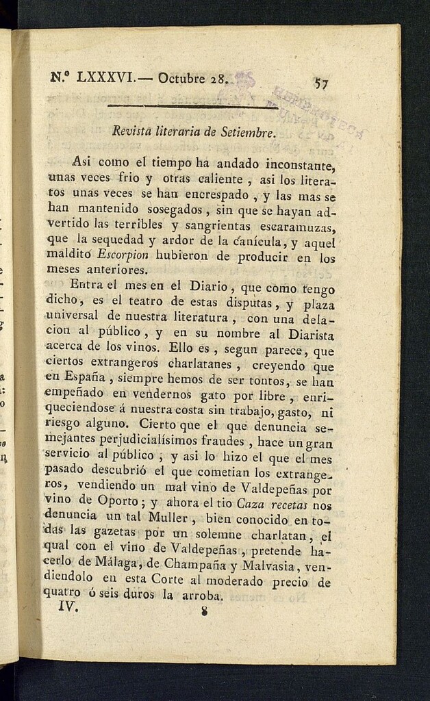 Miniatura de Minerva o el Revisor General del 28 de octubre de 1806, nº 86