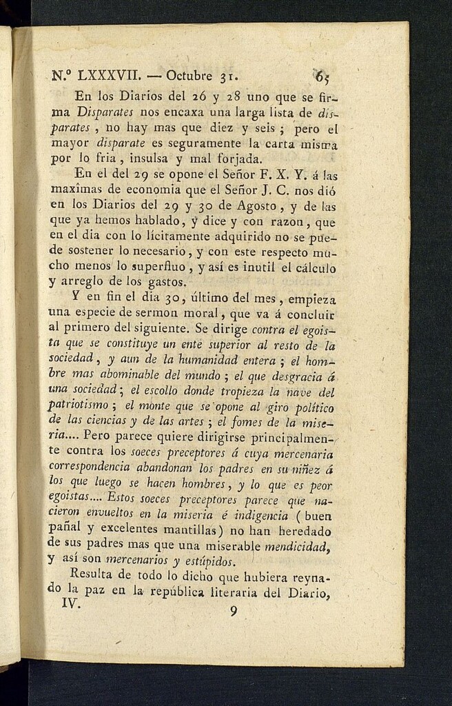 Miniatura de Minerva o el Revisor General del 31 de octubre de 1806, nº 87