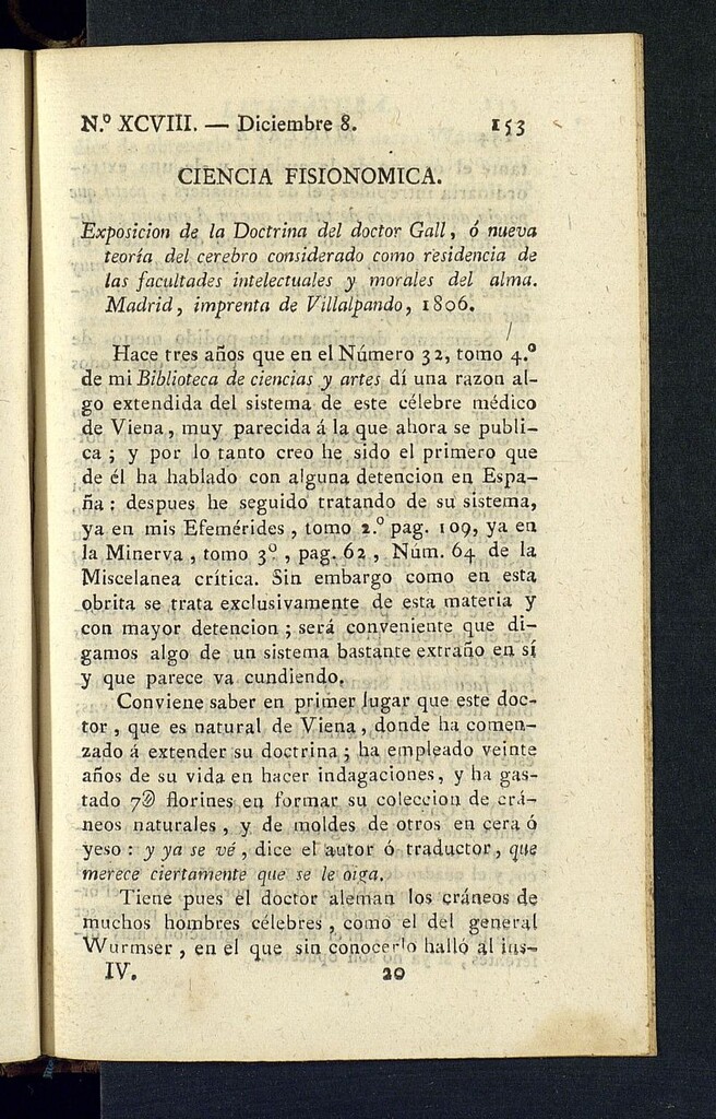 Miniatura de Minerva o el Revisor General del 8 de diciembre de 1806, nº 98