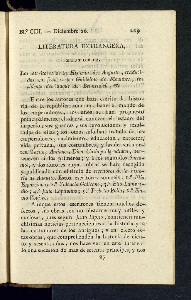 Miniatura de Minerva o el Revisor General del 26 de diciembre de 1806, nº 103
