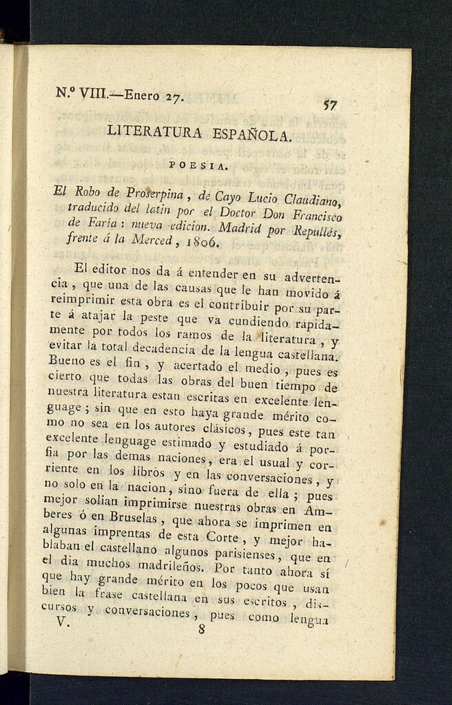 Miniatura de Minerva o el Revisor General del 27 de enero de 1807, nº 8