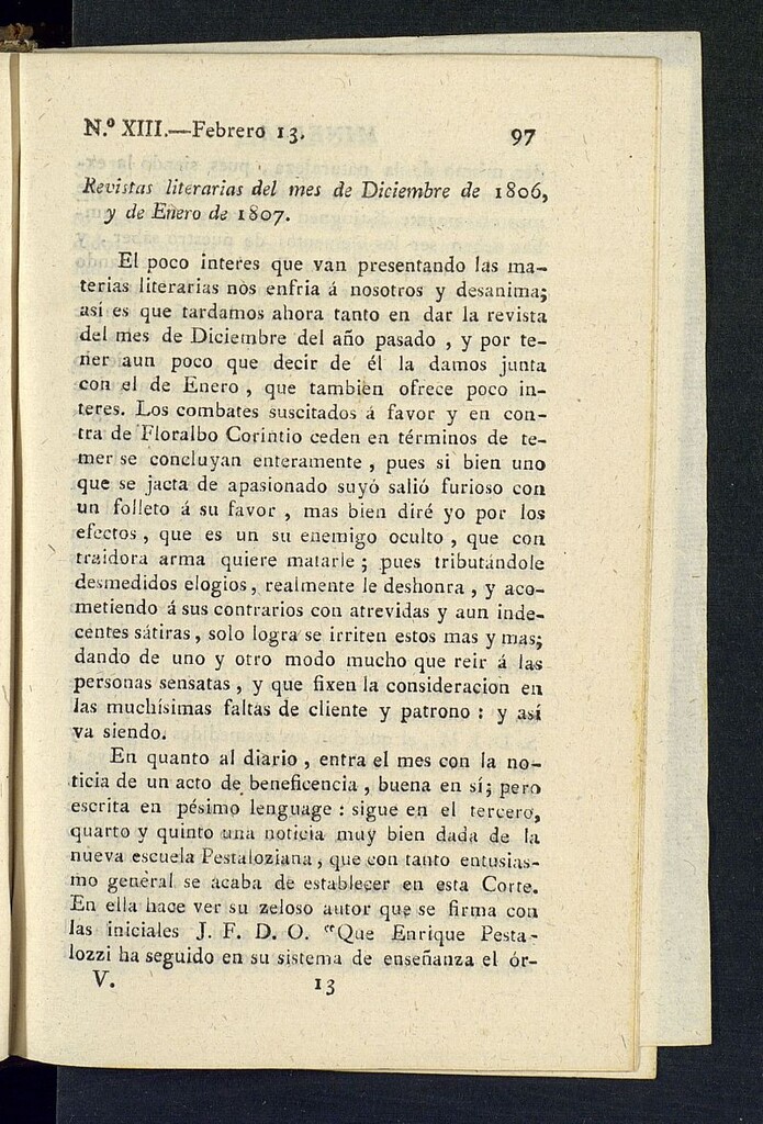 Miniatura de Minerva o el Revisor General del 13 de febrero de 1807, nº 13
