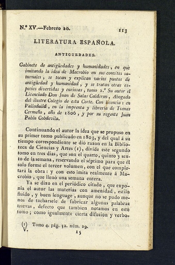 Miniatura de Minerva o el Revisor General del 20 de febrero de 1807, nº 15