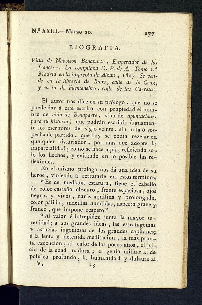 Miniatura de Minerva o el Revisor General del 20 de marzo de 1807, nº 23