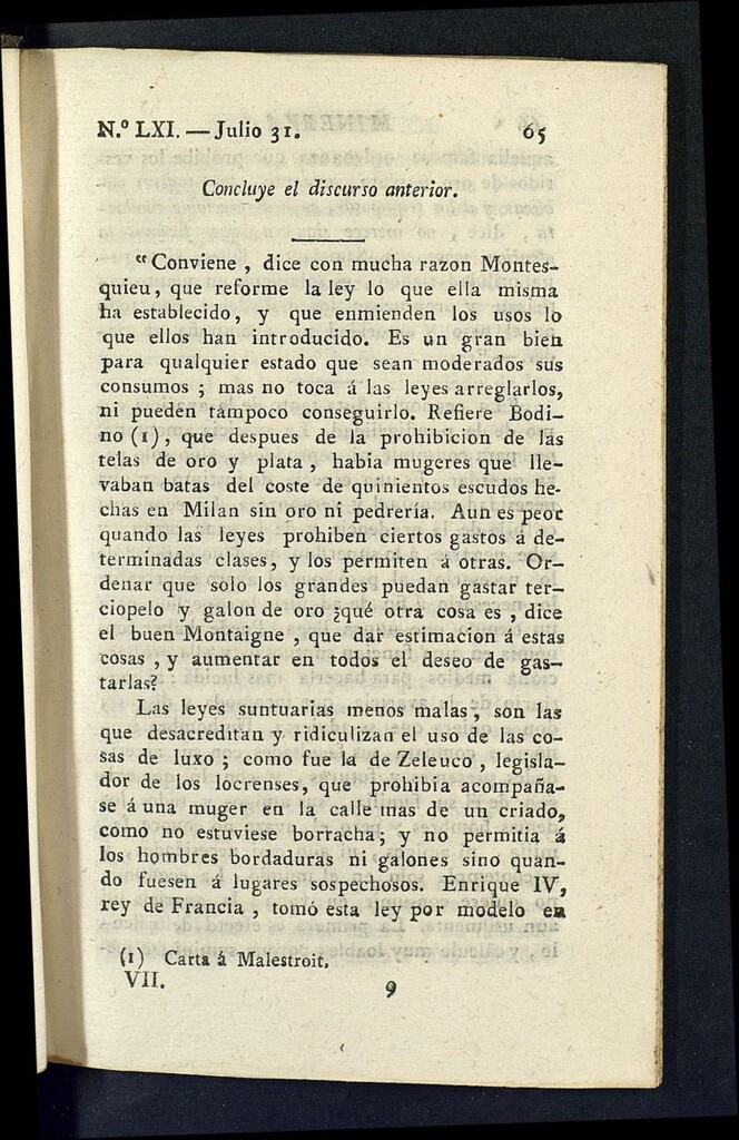 Miniatura de Minerva o el Revisor General del 31 de julio de 1807, nº 61