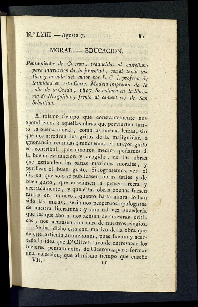 Miniatura de Minerva o el Revisor General del 7 de agosto de 1807, nº 63