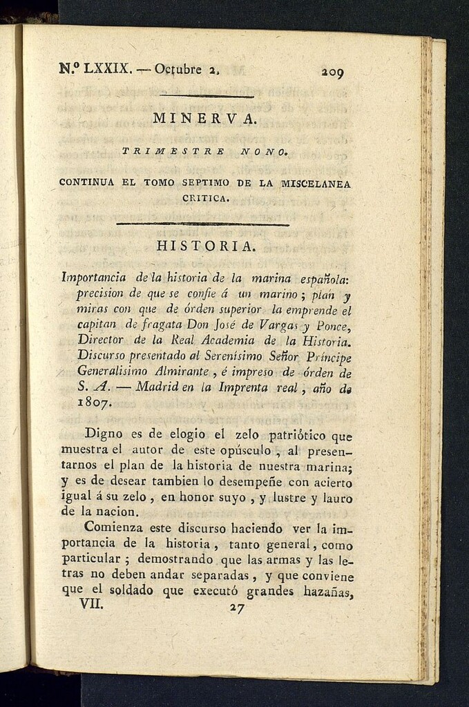 Miniatura de Minerva o el Revisor General del 2 de octubre de 1807, nº 79