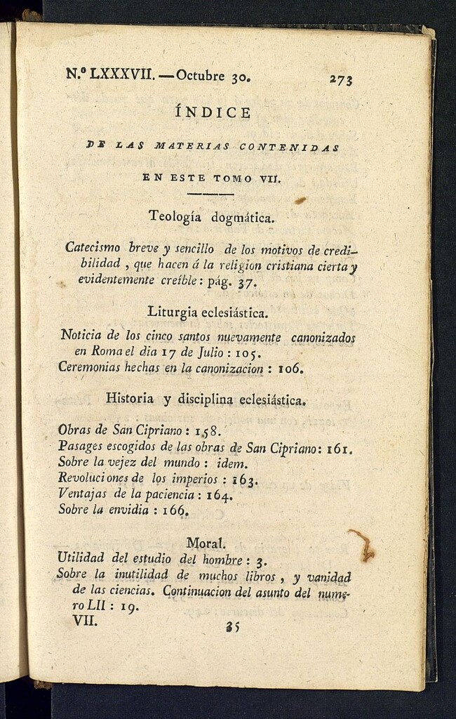 Miniatura de Minerva o el Revisor General del 30 de octubre de 1807, nº 87