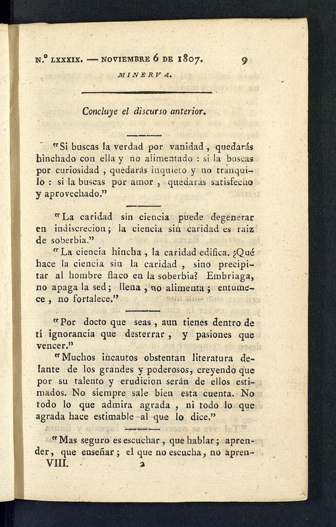 Miniatura de Minerva o el Revisor General del 6 de noviembre de 1807, nº89