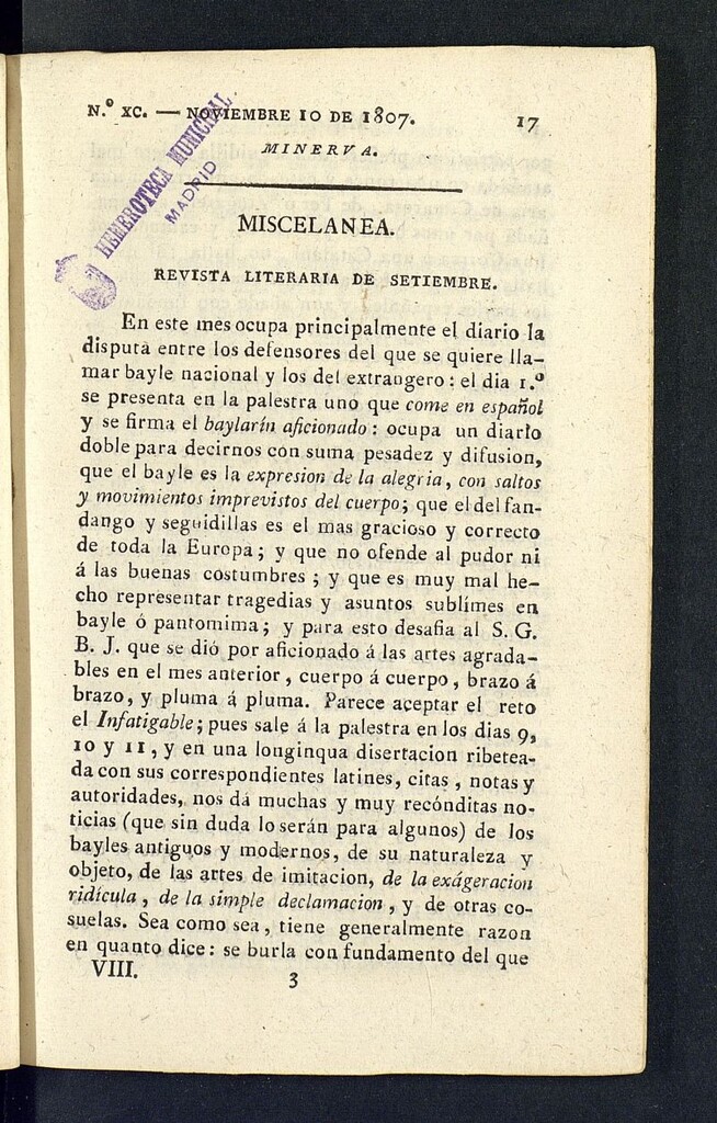 Miniatura de Minerva o el Revisor General del 10 de noviembre de 1807, nº 90