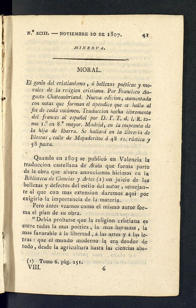 Miniatura de Minerva o el Revisor General del 20 de noviembre de 1807, nº 93