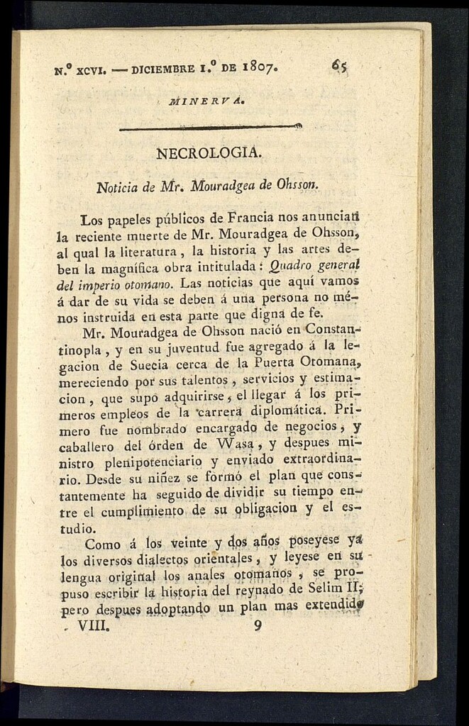 Miniatura de Minerva o el Revisor General el 1 de diciembre de 1807, nº 96