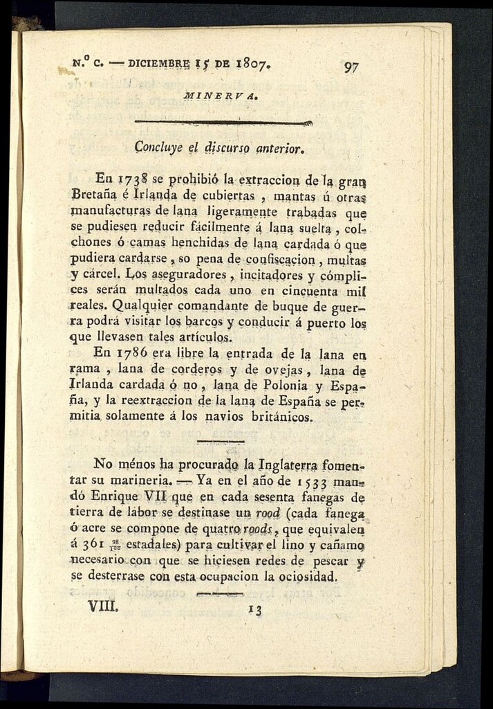 Miniatura de Minerva o el Revisor General del 15 de diciembre de 1807, nº 100