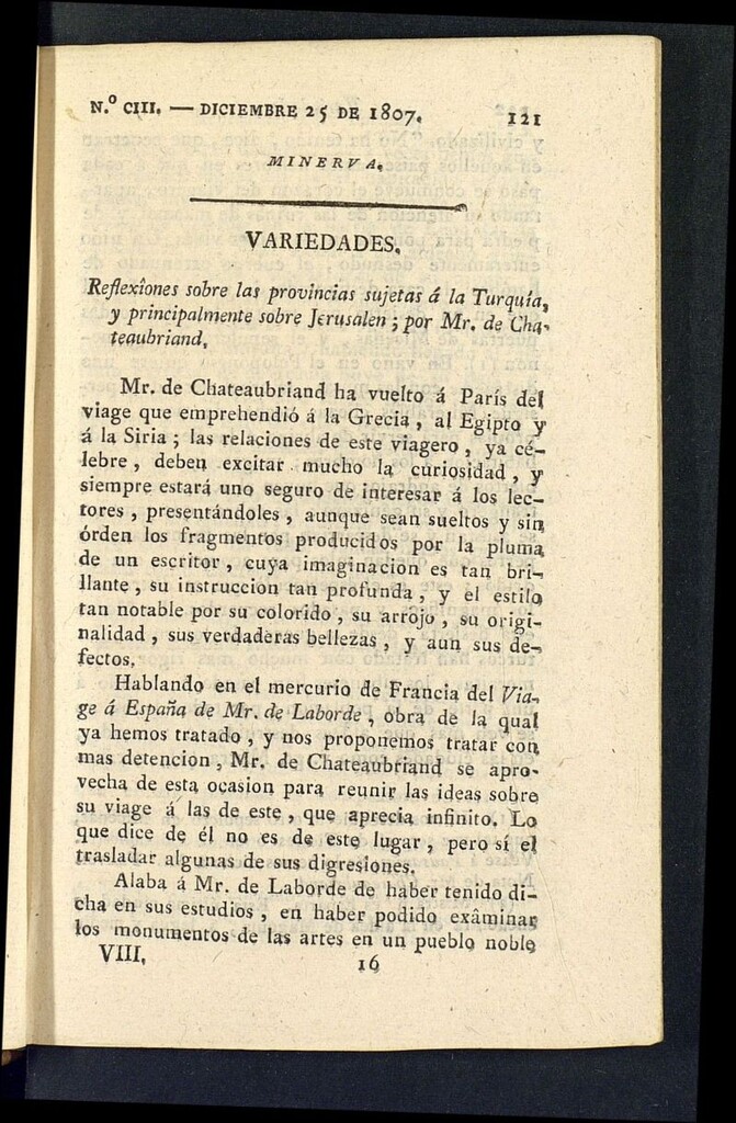 Miniatura de Minerva o el Revisor General del 25 de diciembre de 1807, nº 103