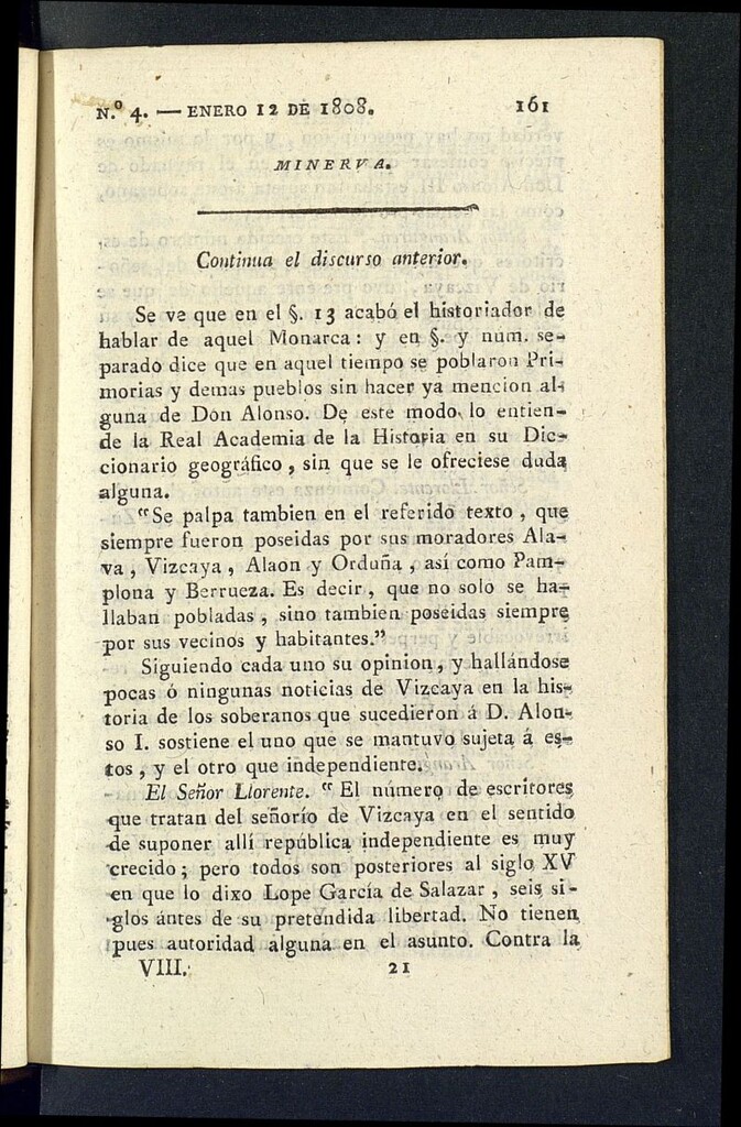 Miniatura de Minerva o el Revisor General del 12 de enero de 1808, nº 4