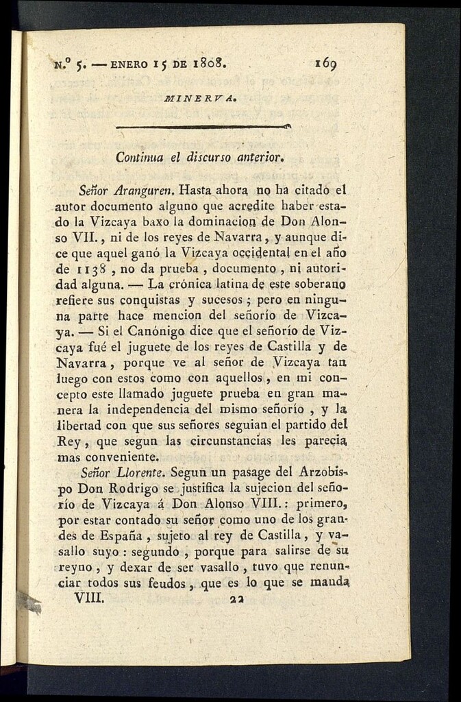 Miniatura de Minerva o el Revisor General de 15 de enero de 1808, nº 5