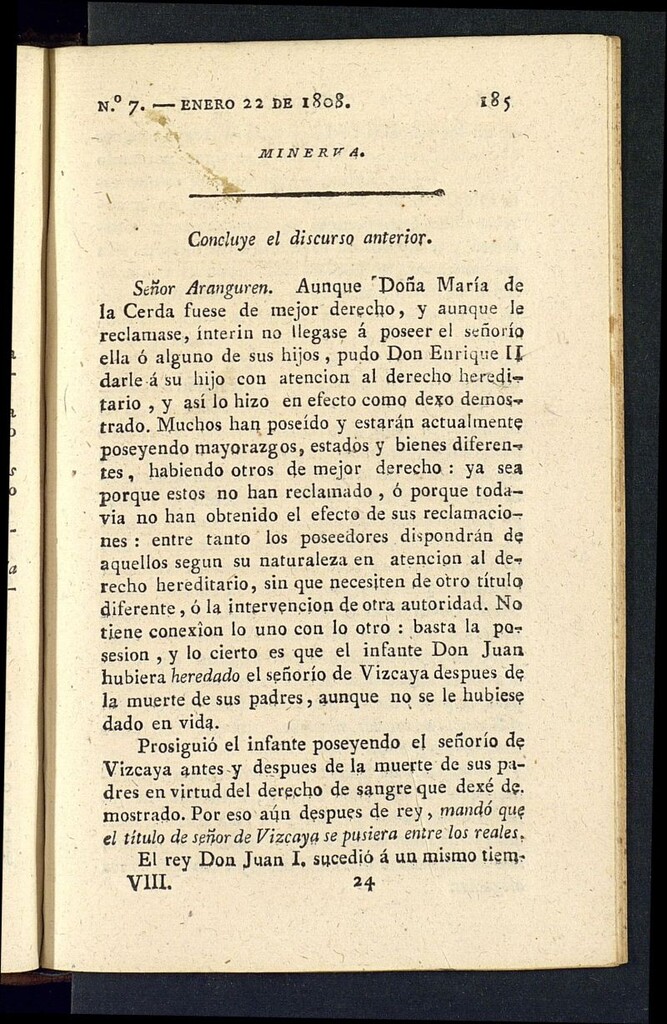 Miniatura de Minerva o el Revisor General del 22 de enero de 1808, nº7