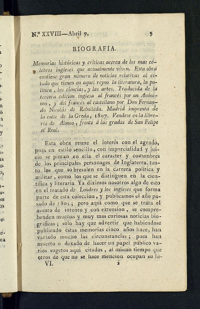 Miniatura de Minerva o el Revisor General del 7 de abril de 1807, nº 28
