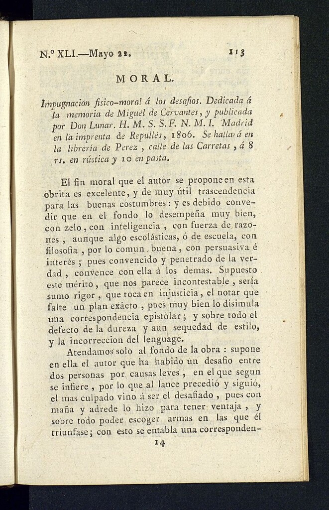Miniatura de Minerva o el Revisor General del 22 de mayo de 1807, nº 41