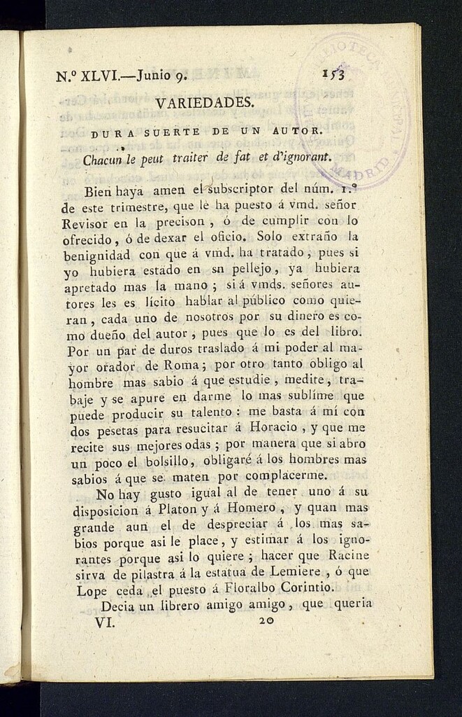 Miniatura de Minerva o el Revisor General del 9 de junio de 1807, nº 46