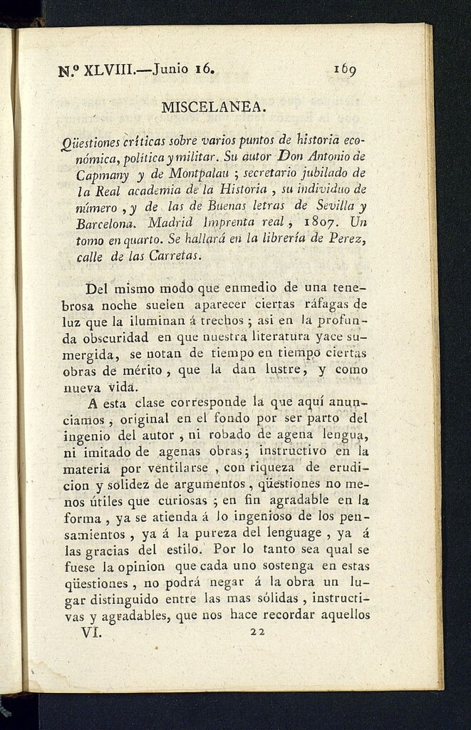 Miniatura de Minerva o el Revisor General del 16 de junio de 1807, nº 48