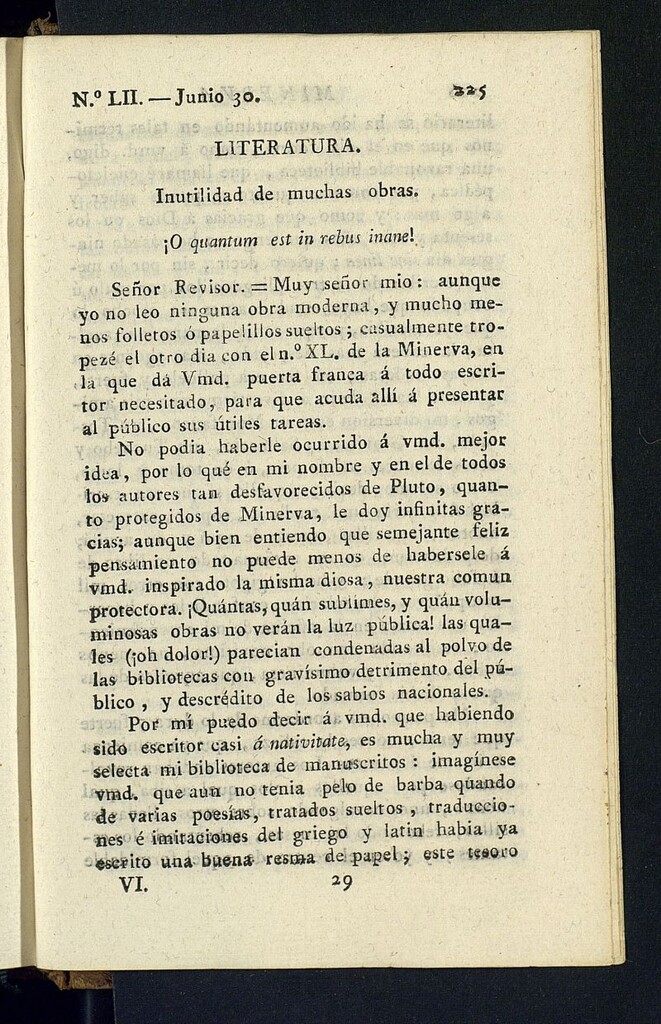 Miniatura de Minerva o el Revisor General del 30 de junio de 1807, nº 52
