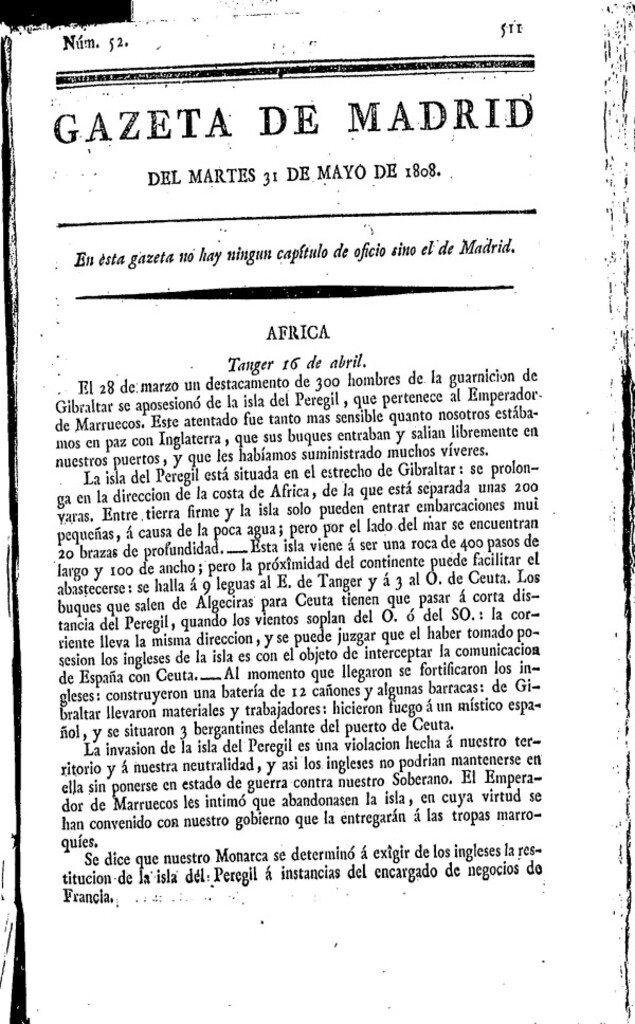 Miniatura de Gazeta de Madrid del sábado 28 de mayo de 1808 (Excepcional)