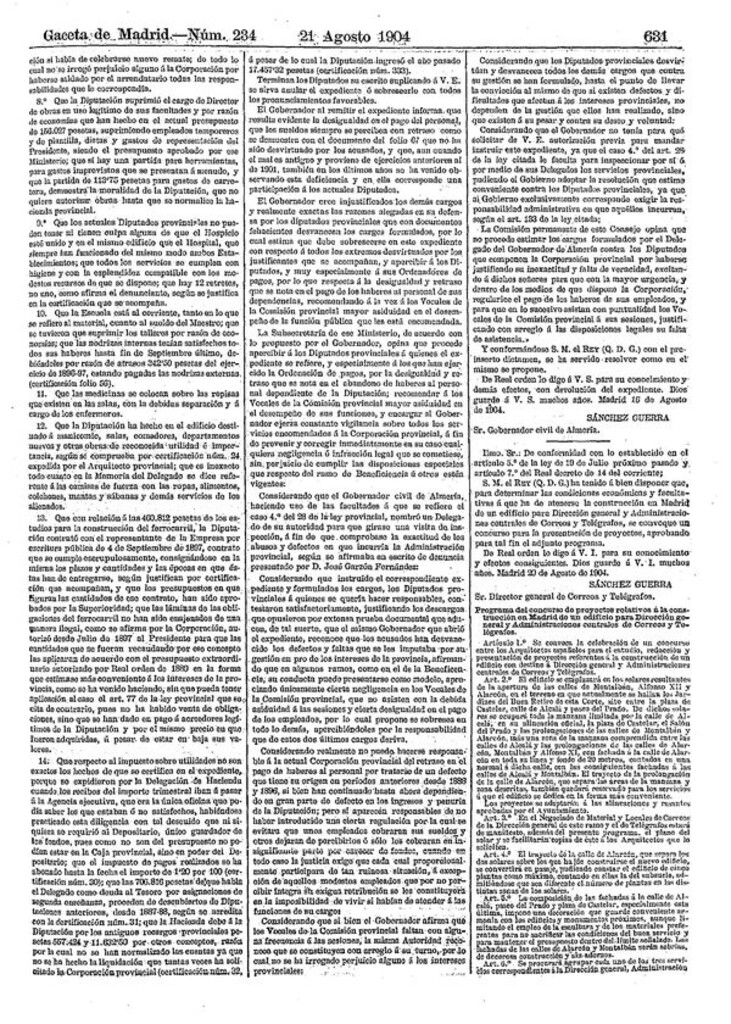 Miniatura de Gaceta de Madrid. Nº 234. 21 Agosto 1904
