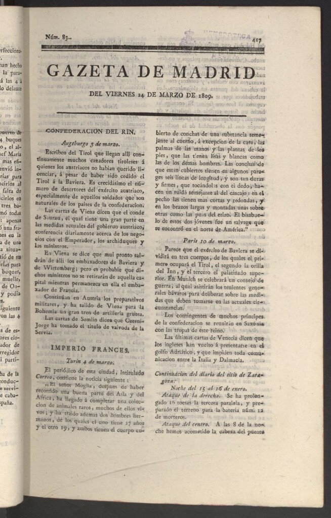Miniatura de Gazeta de Madrid del 24 de marzo de 1809
